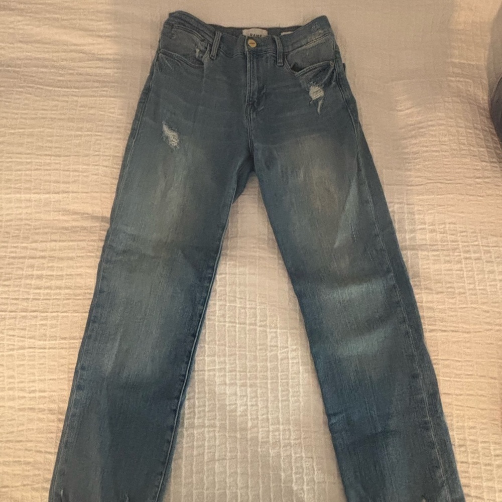 Frame Denim Blue Ankle & Cropped Jeans